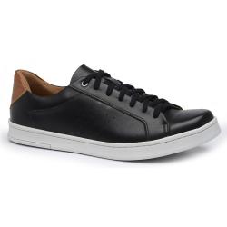 2125-0106 - SAPATENIS MASCULINO PRETO COM CARAMELO - Código 2125-0106